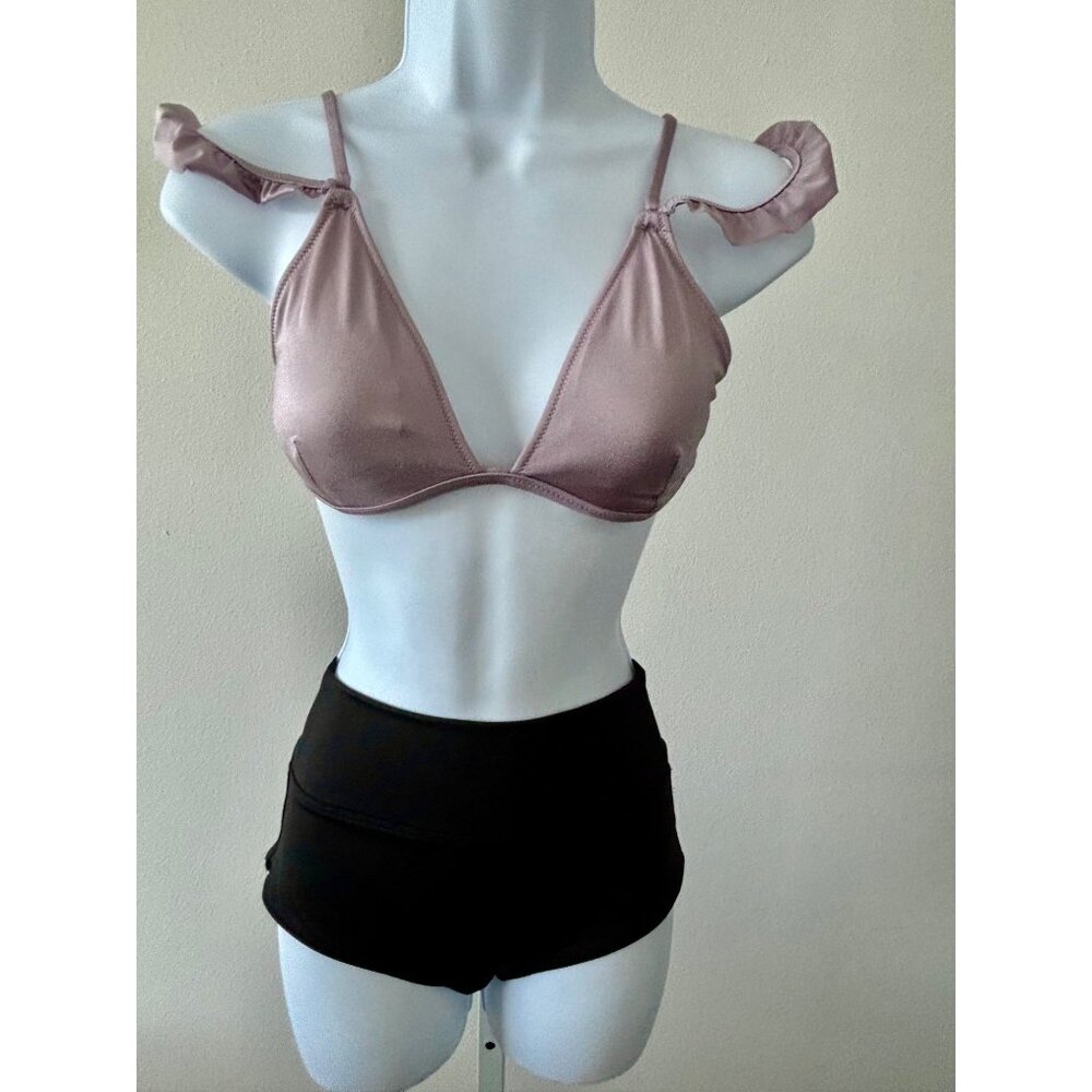 VS Pink Bikini Small Ruffle Shoulder High-Waisted Fairycore Romantic Cottagecore